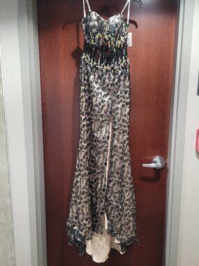 Partytime Formals/Rachel Allan 6043 Black/Nude Size 4 Prom Dress